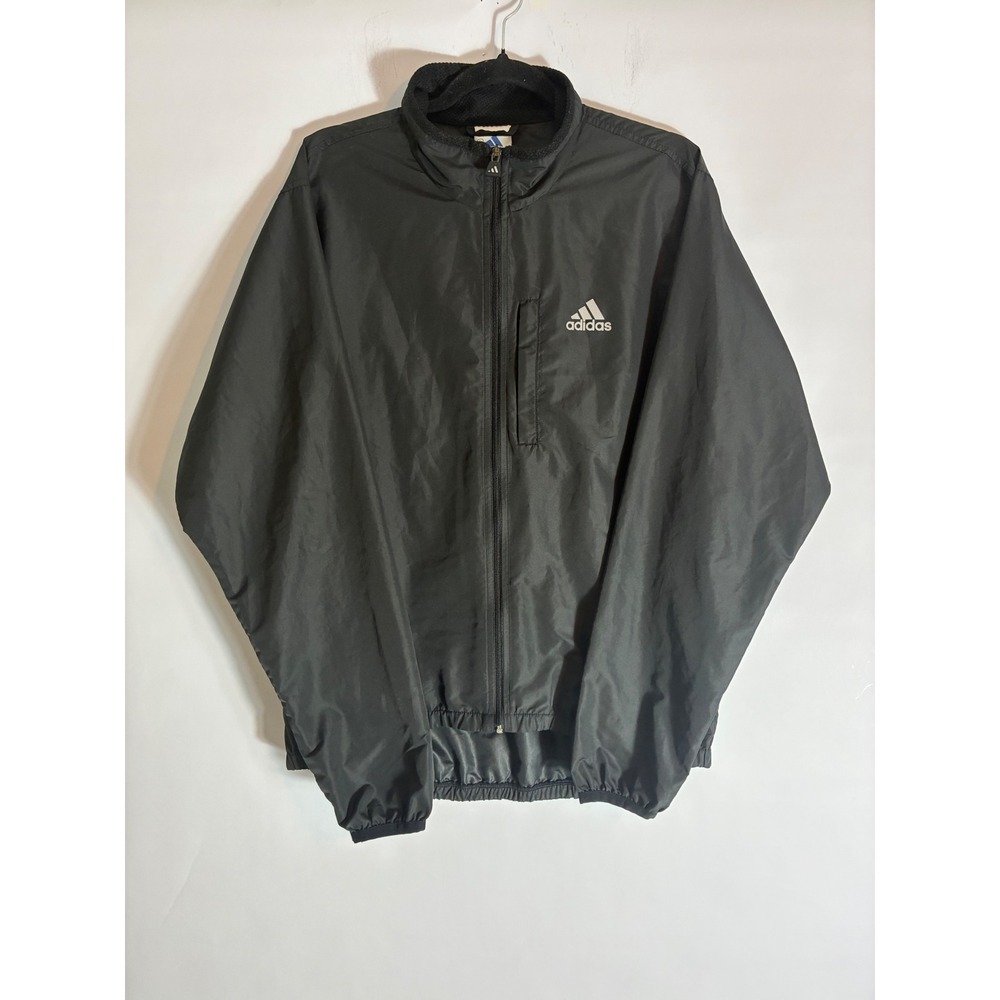 Vintage Adidas Windbreaker Jacket Black Full Zip Mens Large Streetwear Gorpcore